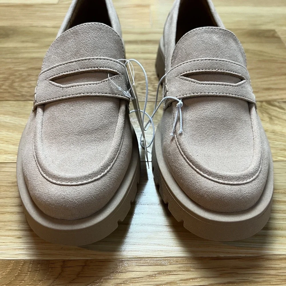 A New Day Archie Loafers Women's 6  Taupe Faux Suede Penny Lug Chunky Sole NWT - Picture 5 of 9